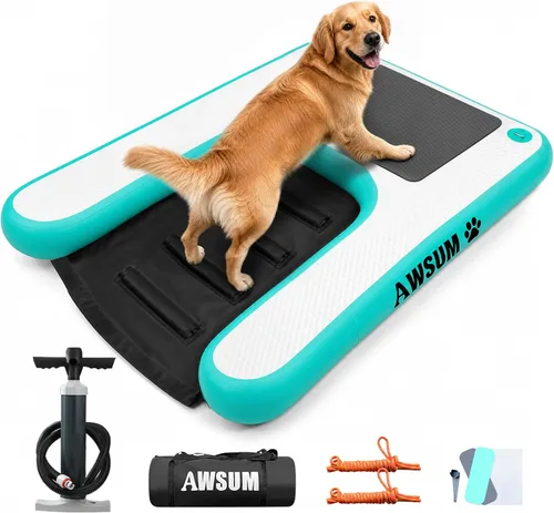 Miniatura 10 de AWSUM Rampa inflable para botes acuáticos para perros, escalera flotante para perros de hasta 230 libras en escalones de flotación de agua