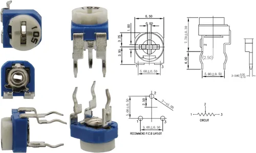 Miniatura 4 de 300 piezas de 15 valores 100 ohmios - 2M ohmios Trim potes Resistencia variable 0.236 in Potenciómetro Surtido Kit