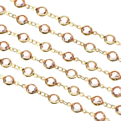 Miniatura 21 de uxcell Cadena de diamantes de imitación blancos de 2 yardas a granel con cadena de latón chapada en plata para hacer joyas, manualidades, pulseras