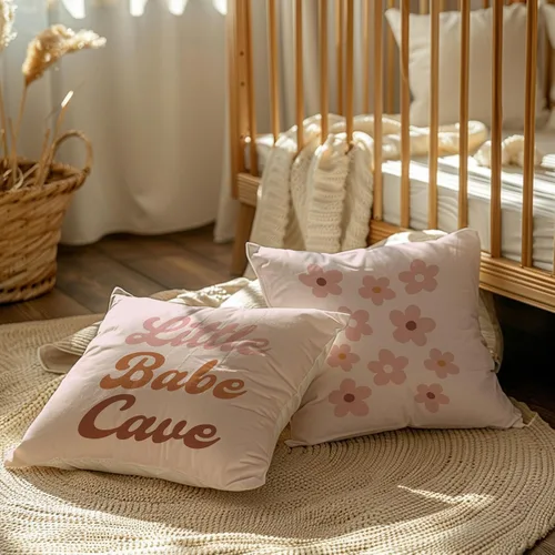Miniatura 4 de Little Babe Cave Boho - Fundas de almohada decorativas con cita para niña, fundas de almohada retro de margaritas para el hogar, habitación