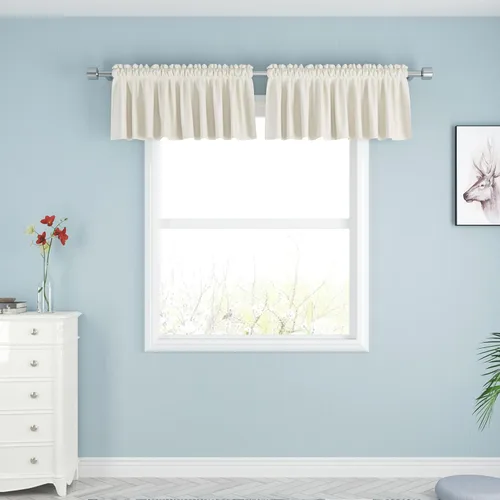 Miniatura 71 de UPOPO Cortinas de Niveles Beige Sobre Fregadero con Textura de Lino para Ventana de Cocina de 16 Pulgadas de Largo Caravana Privacidad Pequeñas
