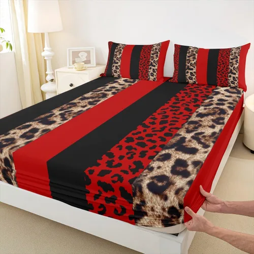 Miniatura 21 de Sábana bajera ajustable para niños, tamaño individual, diseño de cebra y leopardo con purpurina, decoración de habitación para niñas y mujeres, A1