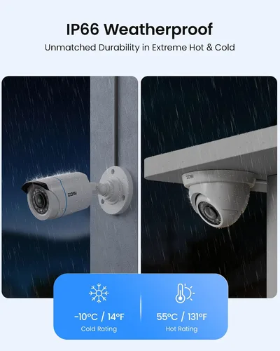 Miniatura 4 de ZOSI 8CH 720p AHD-TVI sistema de cámaras digitales 1080N grabadora DVR, con (8) HD 1280TVL cámaras CCTV para exteriores, con detección de clima