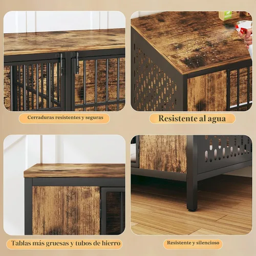 Miniatura 3 de Perrera para perros grandes con gancho, jaula resistente para perros extra grandes, a prueba de fugas y masticaciones, jaula para perros con alta