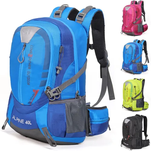 Miniatura 10 de Mochila de senderismo para acampar 40L al aire libre, mochila de viaje ligera con cubierta de lluvia para mujeres y hombres (negro)