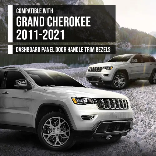 Miniatura 2 de G-PLUS Moldura de panel de salpicadero compatible con Jeep Grand Cherokee 2011-2021, 7 piezas de moldura de panel de consola central y moldura