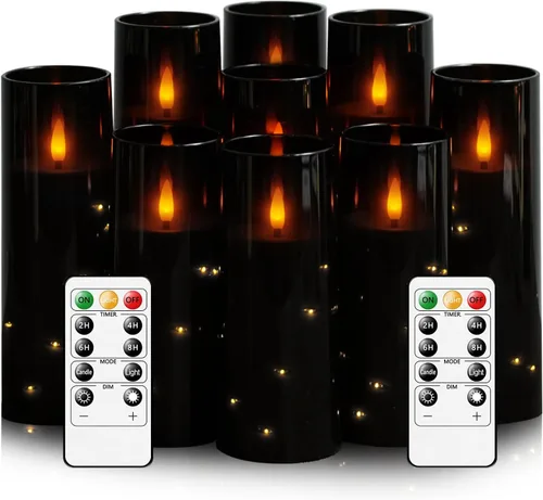 Miniatura 11 de kakoya Velas LED sin llama con temporizador, 9 velas parpadeantes sin llama para ambiente romántico y decoración del hogar, carcasa acrílica