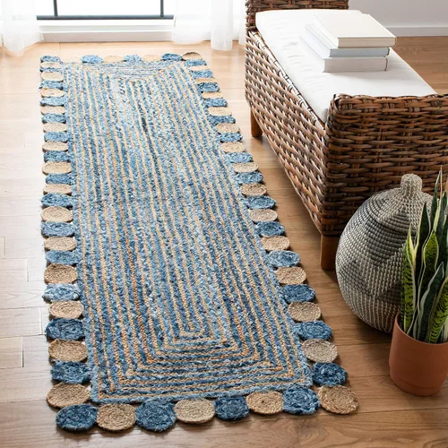 Miniatura 11 de SAFAVIEH Cape Cod Collection - Alfombra decorativa, 4 x 6 pies, beige y multicolor, hecha a mano de yute y algodón, trenzada estilo bohemio, ideal