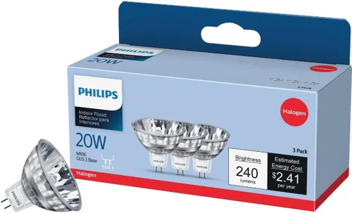 Philips 415687 - Foco para interiores MR16 de 20 W, 12 voltios, paquete de 3