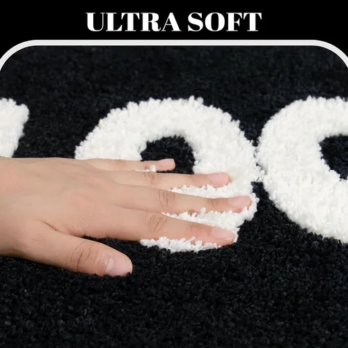 Miniatura 3 de Alfombra de baño con texto en blanco y negro con texto en inglés "You Look Good", divertida y bonita, decoración de baño, pequeña, fresca