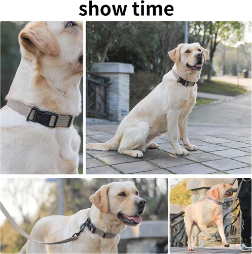 Miniatura 6 de lynxking Collar de perro suave acolchado transpirable de algodón sólido fuerte ajustable collar para mascotas para cachorros pequeños