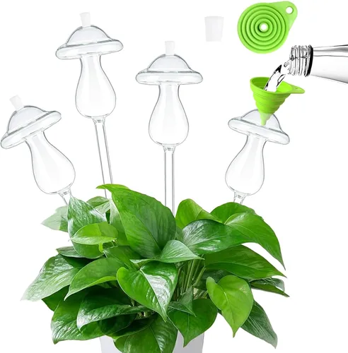 Miniatura 10 de Paquete de 3 globos de riego automático para plantas, lindos gatos transparentes, mini bombillas de cristal transparente para interiores