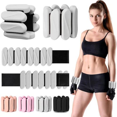 Miniatura 8 de Pesas de muñeca, paquete de 2 pesas de muñeca y tobillo portátiles para mujeres y hombres, pesas ajustables para brazo y pierna, brazaletes