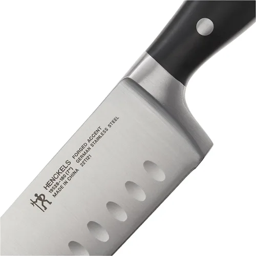 Miniatura 4 de Henckels Cuchillo Santoku Forged Accent de 7 pulgadas con Filo Hueco, Negro