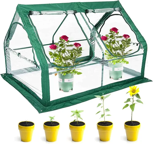 Miniatura 13 de Porayhut Tienda de invernadero portátil, fácil instalación, casa de flores de jardinería y cuarto de sol para plantas con cubierta de PVC, 71" x