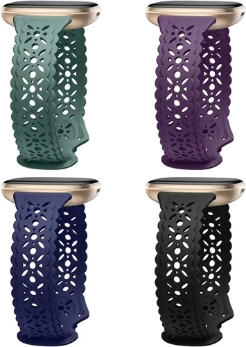 Miniatura 15 de Dirrelo Paquete de 4 bandas de encaje de silicona compatibles con bandas de Fitbit Sense/Bandas de Fitbit Versa 3 para mujer/Bandas de Fitbit Versa