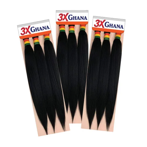 REALISTIC - Paquete múltiple. Trenzas preestiradas X-Pression 3X Ghana de 60 pulgadas 100% Kanekalon Fácil de trenzar, sin nudos, alimentación en