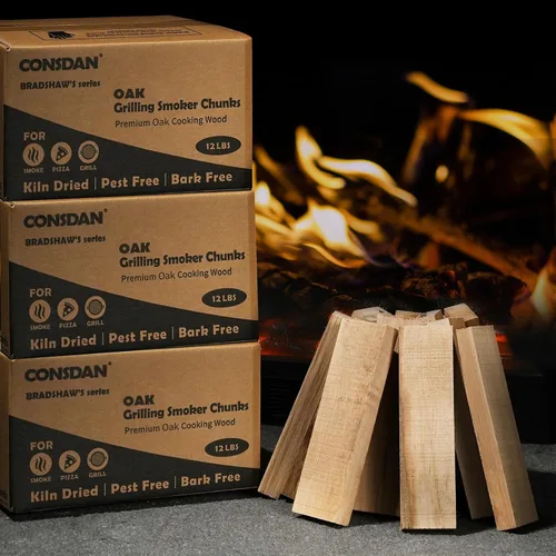 Miniatura 11 de CONSDAN Astillas de madera de nogal para ahumador y barbacoa, cultivadas en Estados Unidos, secadas al horno, trozos de madera natural (12 libras)