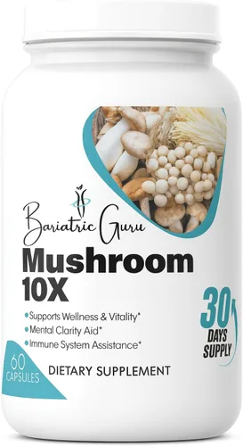 Suplemento complejo premium de 10 hongos Melena de León, Reishi, Cordyceps y Shiitake - Enfoque, energía y apoyo de bienestar (60 cápsulas)