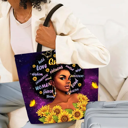 Miniatura 7 de IAGM Bolsos de mano para mujer, bolso de hombro para mujer afroamericana, bolso de mano mágico con asa superior