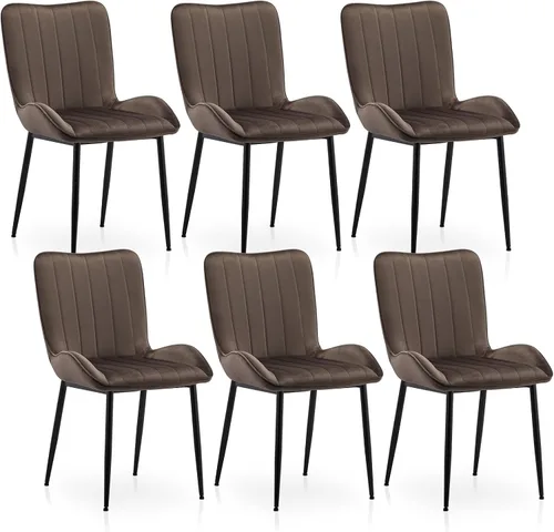 Miniatura 10 de TUKAILAi Juego de 2 sillas de comedor tapizadas de terciopelo con patas de metal resistentes, silla de escritorio moderna de terciopelo de mediados