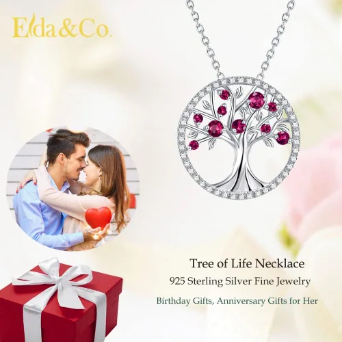 Miniatura 2 de Collar de árbol de la vida para mujer, collar de perlas esmeralda piedras natales de mayo, junio, para esposa, mamá, regalos de cumpleaños