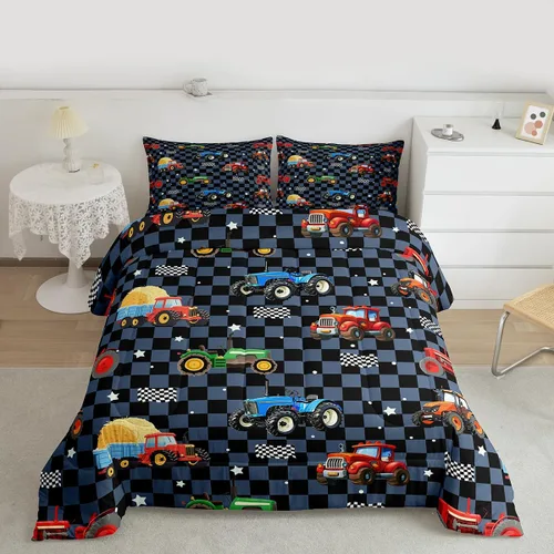 Miniatura 43 de Feelyou Juego de ropa de cama de camión de bomberos, edredón de coche de bomberos y policía para decoración de habitación de niños, tamaño Multi D05
