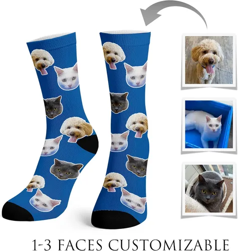Miniatura 176 de Artsadd Calcetines personalizados para mujeres y hombres, amantes de los perros y gatos, regalos divertidos unisex personalizados