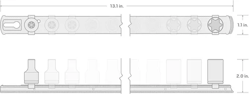 Miniatura 4 de TEKTON Juego de llaves de vaso de impacto con estrella externa de 1/2 pulgada con riel, 9 piezas (E10-E24) SID92100