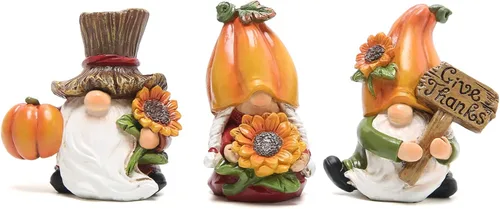 Hodao 3 gnomos de calabaza de Acción de Gracias, hechos a mano, elfo sueco Tomte para decoración de otoño, regalo de decoración de Acción de