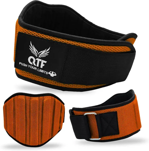 Miniatura 8 de QTF Cinturón de neopreno para levantamiento de pesas, ajustable de 6 pulgadas, soporte de gimnasio para estabilidad y apoyo lumbar, cinturón