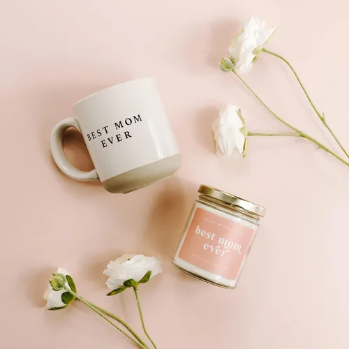 Miniatura 7 de Sweet Water Decor Las mejores tazas de café de gres para mamá - 14 onzas, lindas tazas de café para bebidas calientes y frías - Aptas