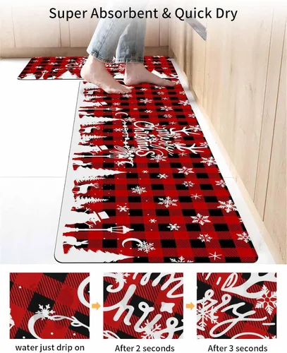 Miniatura 4 de Tapete de baño de Navidad para bañera, antideslizante, de secado rápido y absorbente, con tierra de diatomeas, fregadero de cocina, lavable, tapete