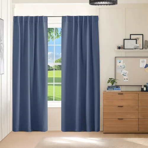 Miniatura 92 de PONY DANCE Cortinas cortas con aislamiento térmico para ventana pequeña, para guardería, baño, cocina, lavandería, caravana, sótano, 29 pulgadas