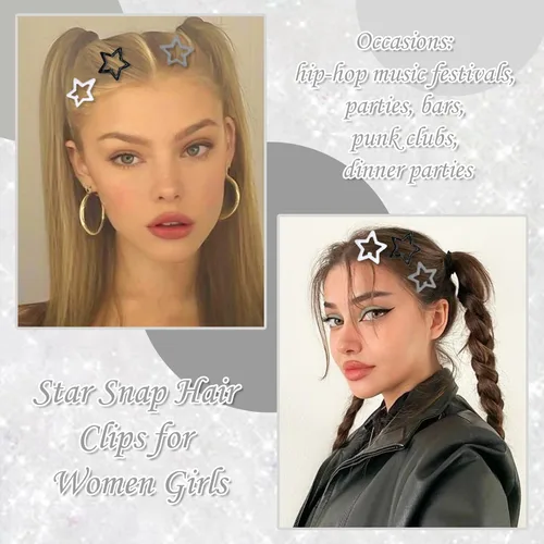 Miniatura 4 de NAISKA Pinzas para el cabello con diseño de estrella negra, antideslizantes, accesorios para niñas y mujeres (12 unidades)