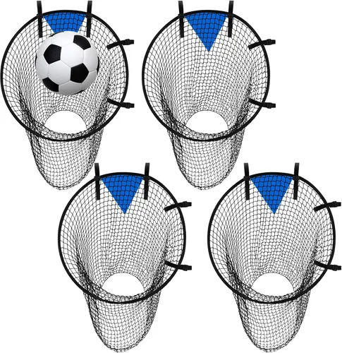 Lenwen Equipo de entrenamiento de portería de fútbol de 23 pulgadas para entrenamiento de portería, fácil de colocar, cubo superior de pelota
