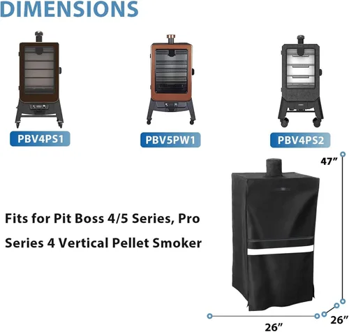 Miniatura 2 de Grisun Cubierta vertical para ahumador de pellets para Pit Boss Series 4/5, PBV4PS1, PBV4PS2, PBV5P1, PBV5PW1, 600D antidecoloración, impermeable