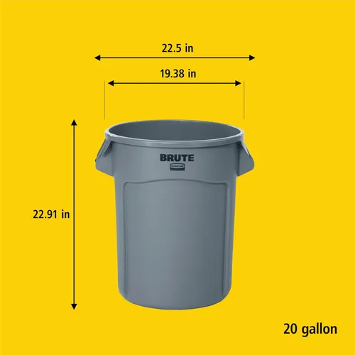 Miniatura 7 de Rubbermaid Commercial Products BRUTE - Bote de basura redondo resistente, 20 galones, azul, para paisajistas/sitios