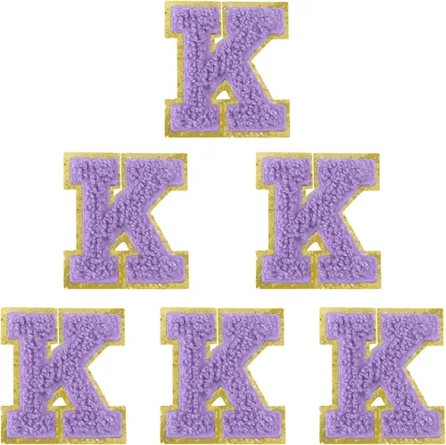 Miniatura 102 de 6 piezas de parches de letras de chenilla autoadhesivas, parches de letras preppy de 2 pulgadas para bolsos, ropa y sombreros, grandes pegatinas