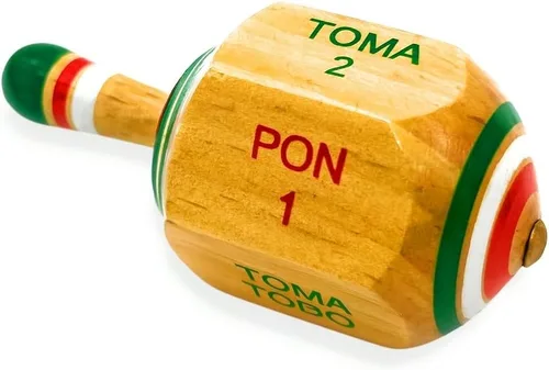 Miniatura 4 de Toma Todo - Juego mexicano de 3 pulgadas (paquete de 2) - Pirinola Mexicana Spinning Top Game - Juguetes mexicanos premium, Artesania Mexicana De