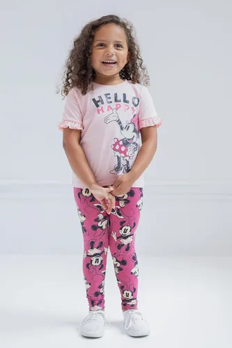Miniatura 5 de Disney Minnie Mouse - Conjunto de camiseta y leggings florales de péplum para bebés y niños grandes (12 meses - 14-16)