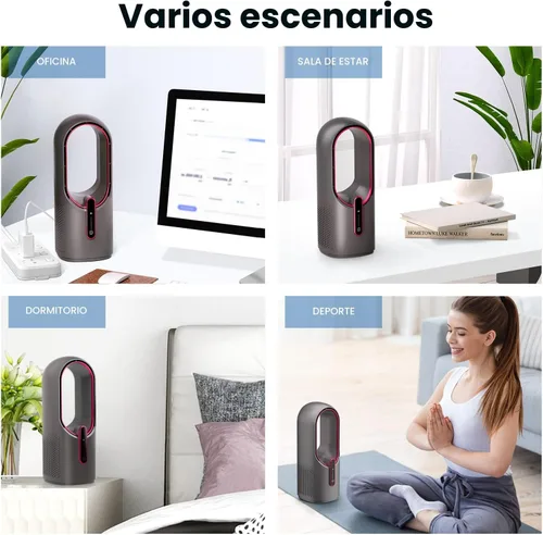 Miniatura 6 de KONSIDEN Ventilador de escritorio sin aspas, ventilador de oficina de 11.8 pulgadas, pequeño, silencioso, ajuste de 3 velocidades, control táctil
