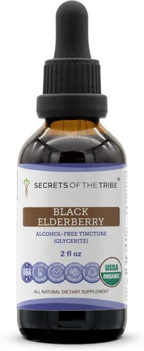 Black Elderberry USDA - Tintura orgánica | Extracto sin alcohol, gotas de hierbas de alta potencia, salud del sistema inmune | Hecho de saúco negro