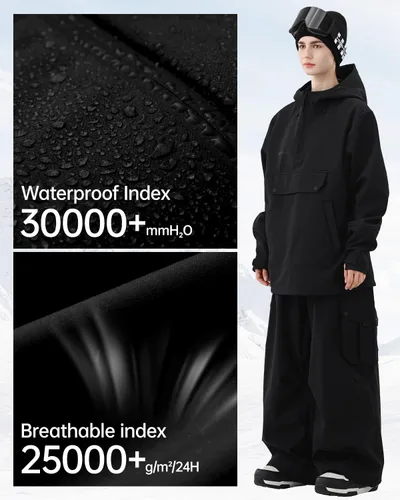 Miniatura 4 de Sudadera con capucha para esquí, snowboard, chaqueta Anarok para nieve, holgada, impermeable, resistente al viento, aislada, para mujeres y hombres