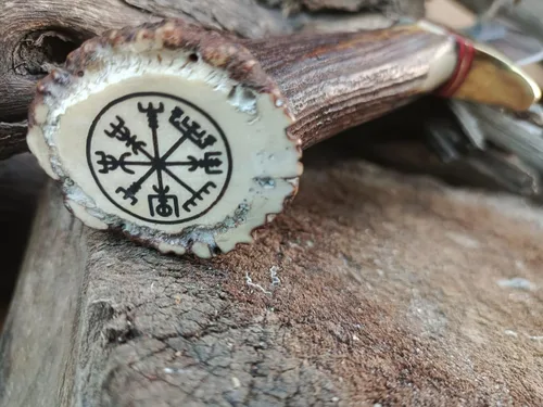Miniatura 3 de Cuchillo de vaquero puntiagudo hecho a mano de 9 pulgadas con funda de cuero, raspa de acero pulido de alta calidad y mango de ciervo para caza