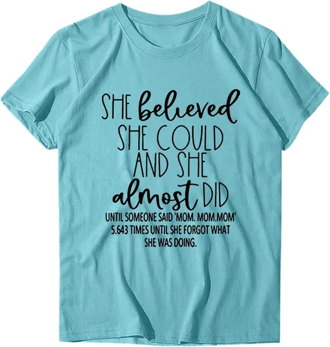 Miniatura 4 de Camisetas novedosas para mujer, manga corta, casual, de verano, divertidas, con estampado de letras, para vacaciones, cuello redondo, lindo gráfico