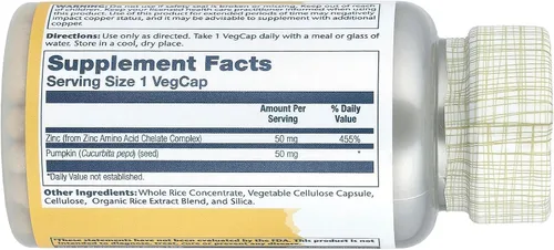 Miniatura 2 de Solaray Quelato de aminoácidos de zinc 50 mg VCapsules, 100