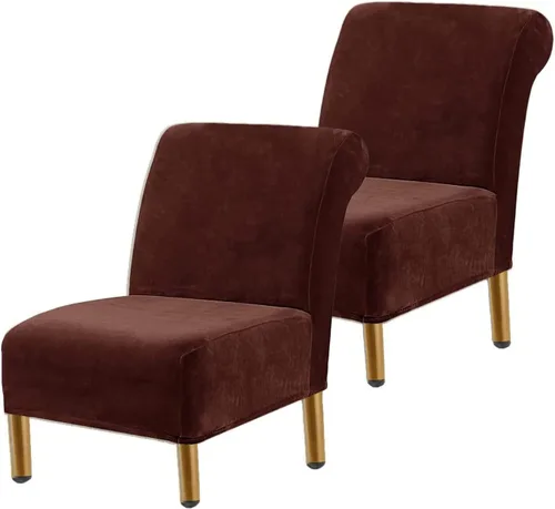 Miniatura 27 de Funda para silla decorativa sin brazos, de terciopelo elástico, extraíble, lavable, protector moderno de muebles con parte inferior elástica