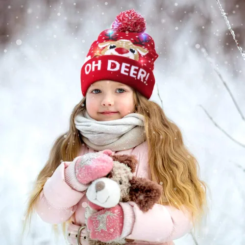 Miniatura 5 de OurWarm Gorro de Navidad con luces LED, unisex, de punto, para fiestas de Navidad