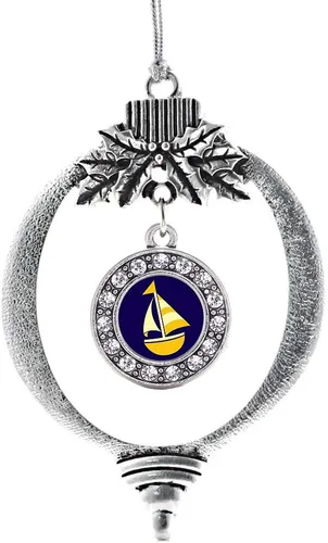 Miniatura 51 de Inspired Silver - Twin One - Adorno festivo de Navidad de plata - Adorno festivo de árbol de Navidad con dije de círculo y circonita cúbica